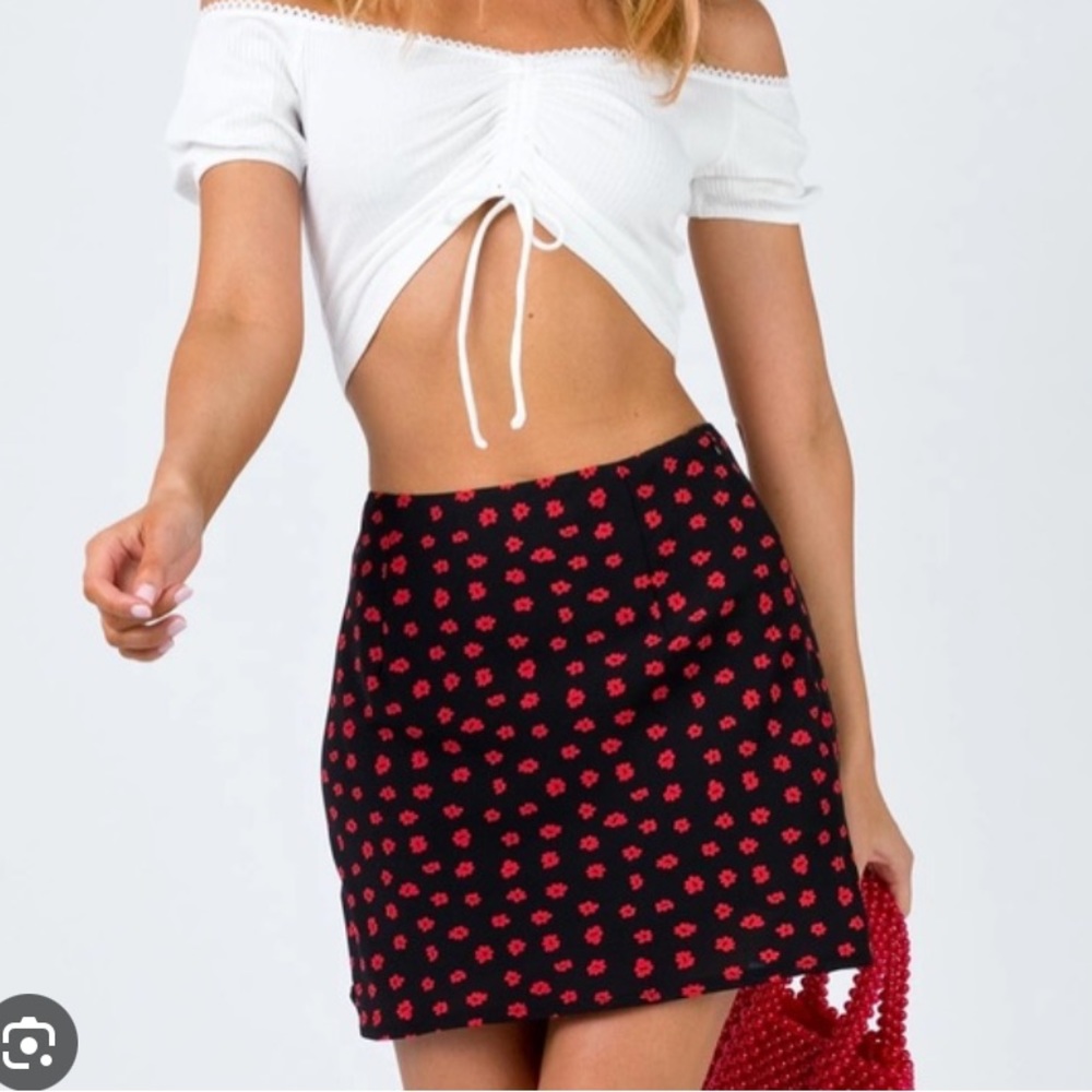 Princess Polly Black Floral Mini Skirt